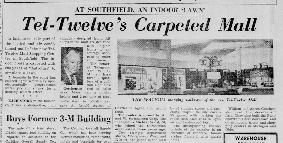 Tel-Twelve Mall - Nov 13 1968 Article (newer photo)